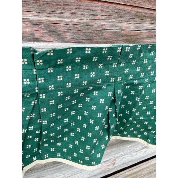 Vintage Pair 1960s Green/Beige Dot Pleated Curtain Valance Cotton - Picture 4 of 16